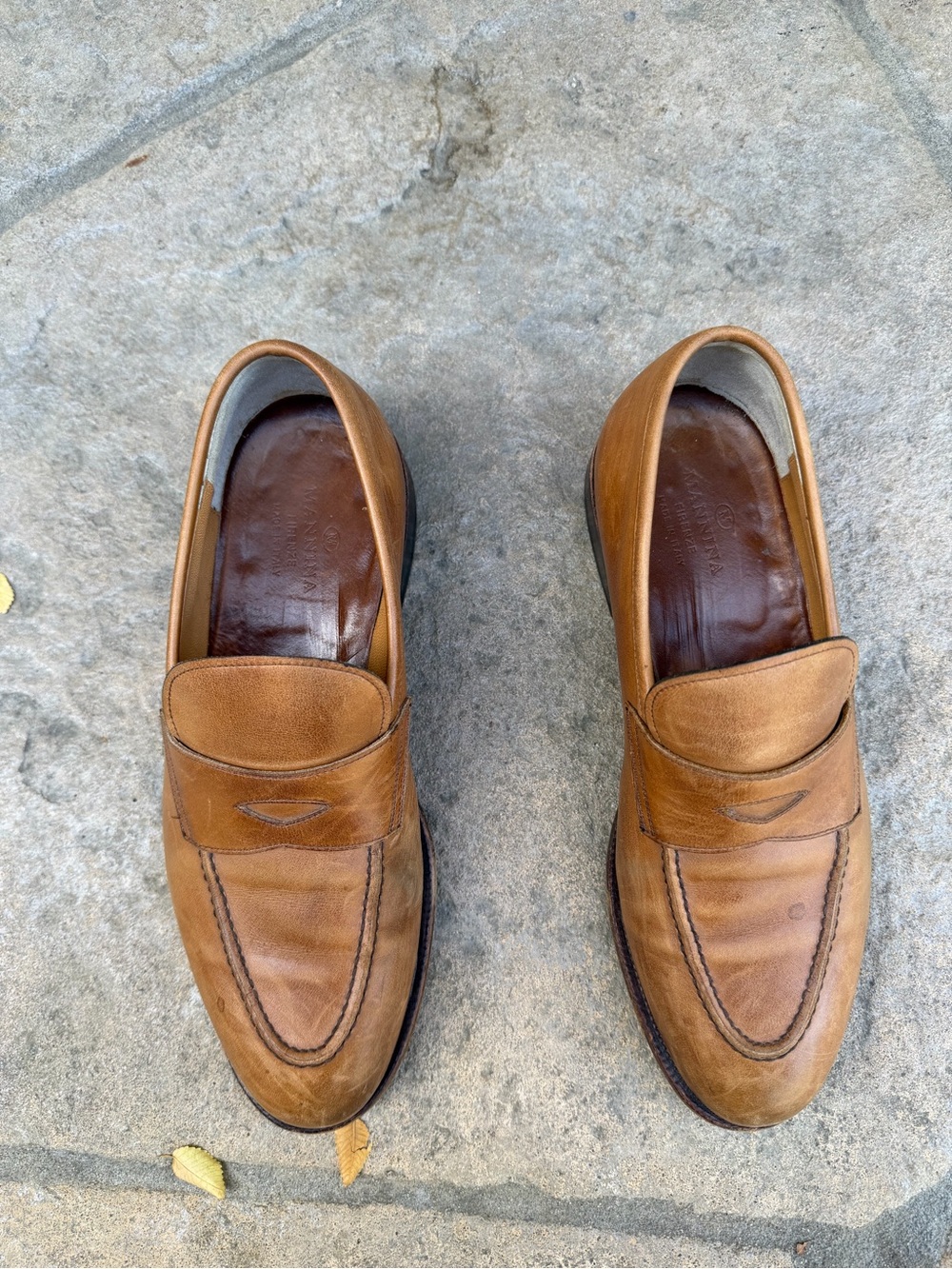 Men's Tan Italian Leather Penny Loafers